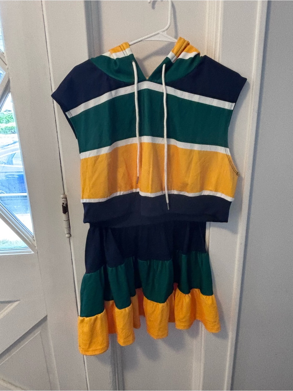 SHEIN Navy, Green & Yellow Tiered Skater Skirt - Picture 7 of 13